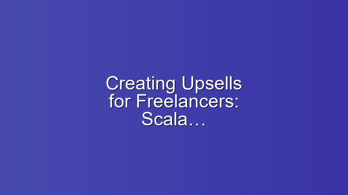 Creating Upsells for Freelancers: Scalable Strategies