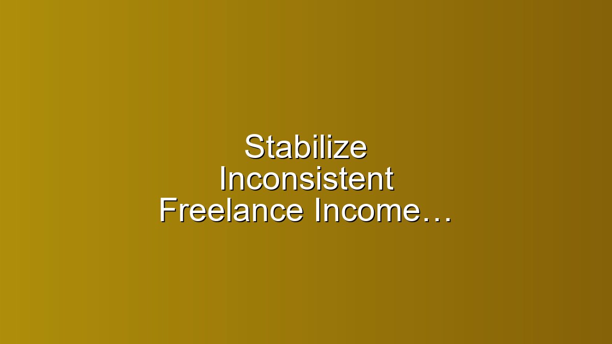 Stabilize Inconsistent Freelance Income Fast
